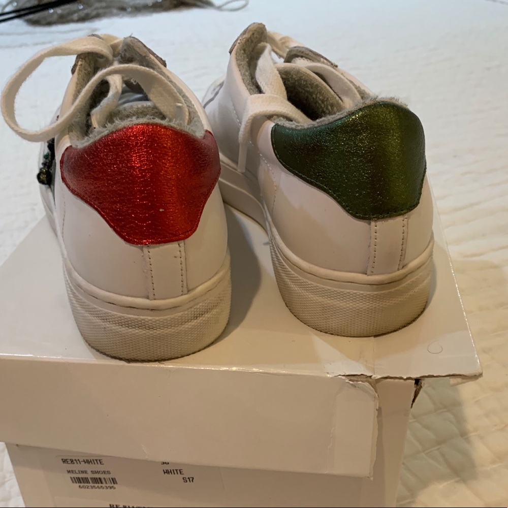 White leather platform sneaker with "fly" jewel - Picture 3 of 5